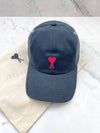 Embroidery Heart Logo Ball Cap Black - AMI - BALAAN 10