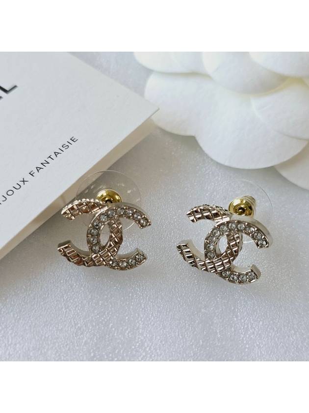 CC logo quilted earrings crystal gold ABB974 - CHANEL - BALAAN 1