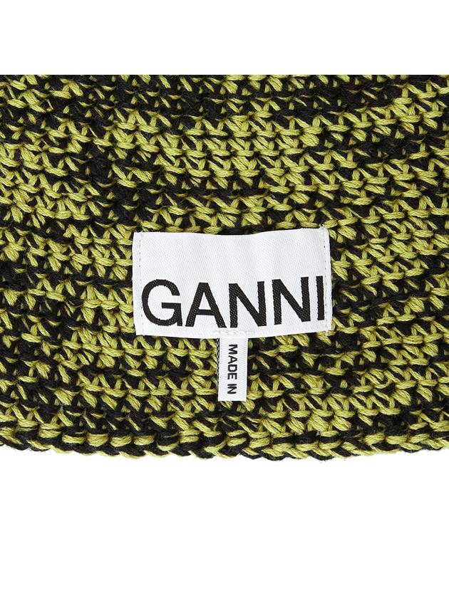 Embroidered Logo Chunky Knit Bucket Hat Green - GANNI - BALAAN 6