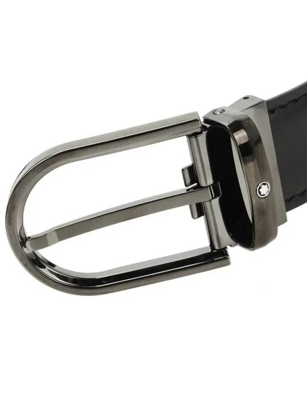 Horseshoe Buckle 35mm Leather Belt Black - MONTBLANC - BALAAN 5