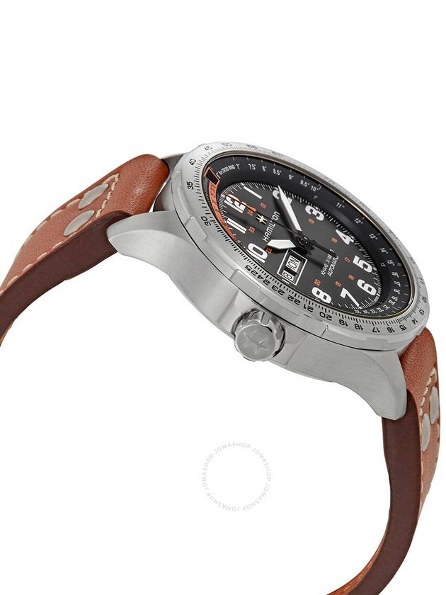 H77755533 Khaki Aviation x Wind Day-Date Automatic Men's Leather Watch 45mm - HAMILTON - BALAAN 3