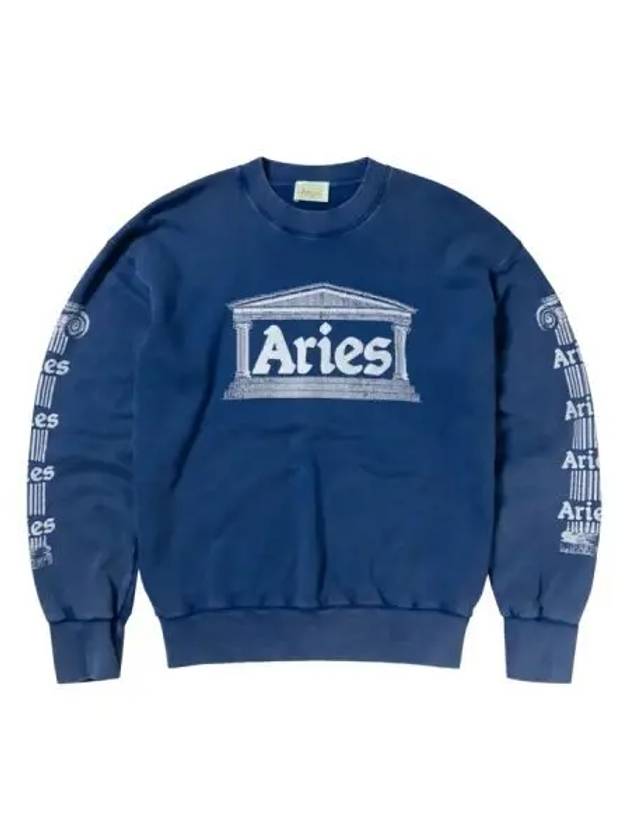 Aries Aged Ancient Column Crew Neck Blue - ARIES - BALAAN 1