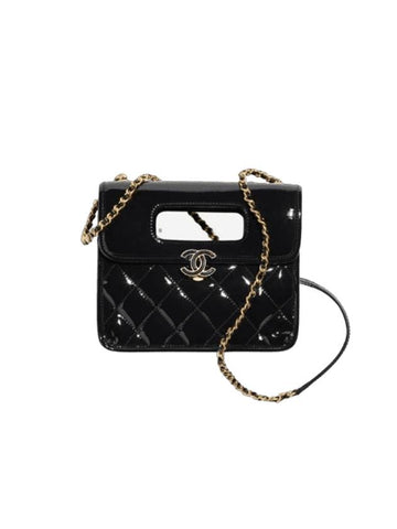 CC Logo Flap Mini Leather Cross Bag Black - CHANEL - BALAAN 1