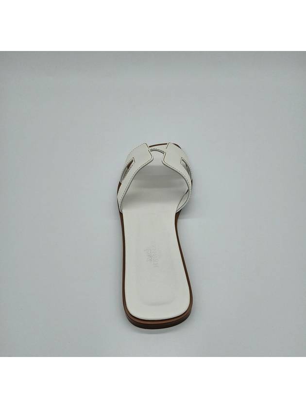 Oran Calfskin Slippers Blanc - HERMES - BALAAN 5