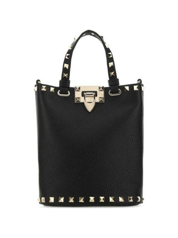 Rockstud Tote Bag Black - VALENTINO - BALAAN 1