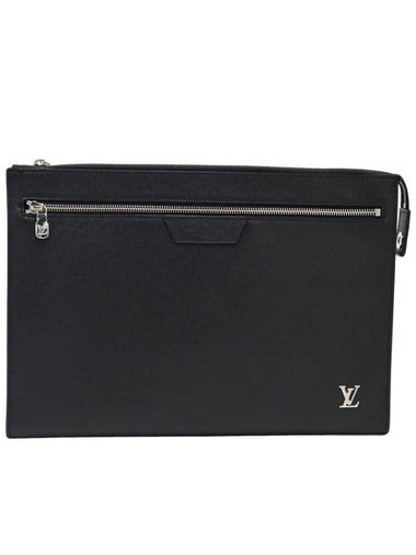 Men s Leather Clutch Bag Black Louis Vuitton M30965 Pochette 24H - LOUIS VUITTON - BALAAN 1