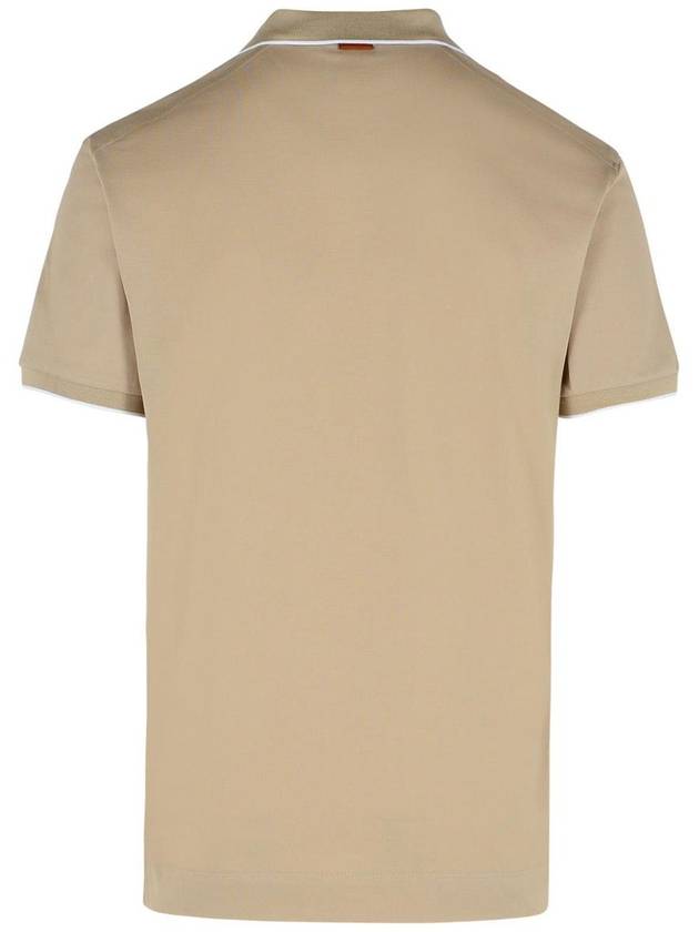 Zegna Beige Cotton Polo Shirt - ERMENEGILDO ZEGNA - BALAAN 3