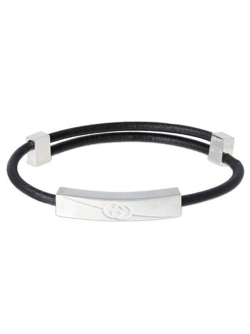 Diagonal Interlocking G Bracelet Silver Black - GUCCI - BALAAN 1