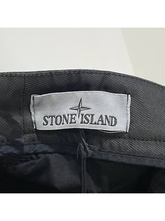 33908 Organic Cotton Satin Stretch Cargo Straight Pants Black - STONE ISLAND - BALAAN 8