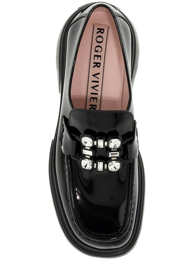 Wallaviv Strass Buckle Leather Loafers Black - ROGER VIVIER - BALAAN 3