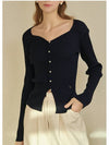 Bouquet heart neck knit navy - MICANE - BALAAN 4