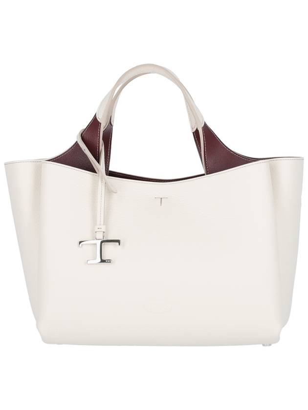 T Timeless Leather Small Tote Bag White - TOD'S - BALAAN 2