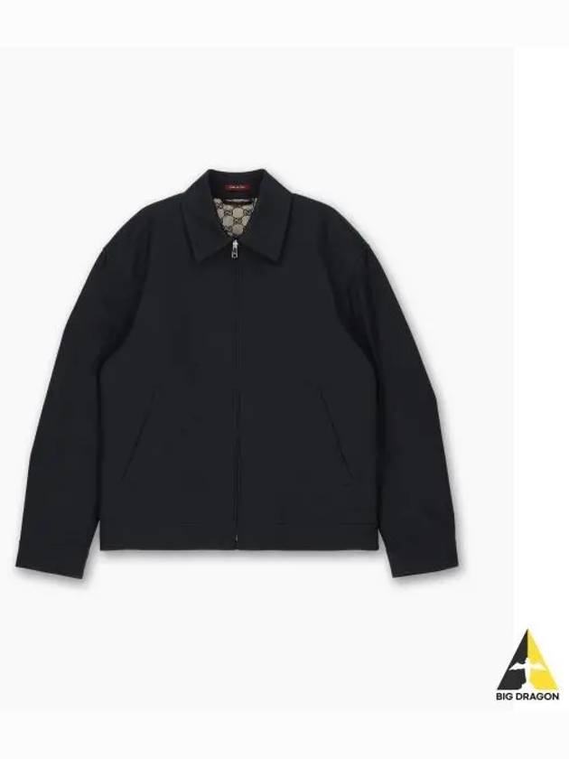 Web Cotton Twill Zip Up Jacket Black - GUCCI - BALAAN 2