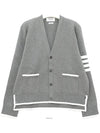 V-Neck Diagonal Armband Cardigan Grey - THOM BROWNE - BALAAN 2