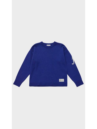 F Logo Round Wool Pullover Cobalt Blue - FFEFF STUDIO - BALAAN 1