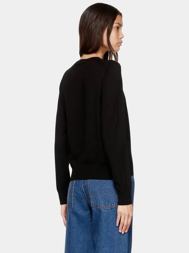 Women's Embroidered Logo Pullover Cotton Knit Top Black - A.P.C. - BALAAN 5