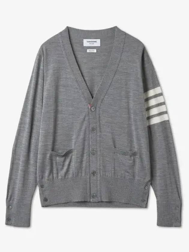 Men's Sustainable Classic Diagonal Wool Cardigan Pale Grey - THOM BROWNE - BALAAN 2