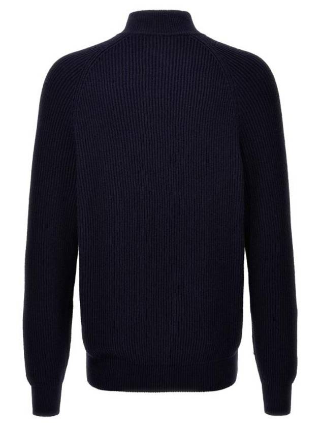 Ribbed Cotton Full-Zip Cardigan Navy - BRUNELLO CUCINELLI - BALAAN 3