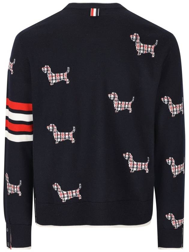 4-Bar Relaxed Hector Pullover Wool Knit Top Navy - THOM BROWNE - BALAAN 3