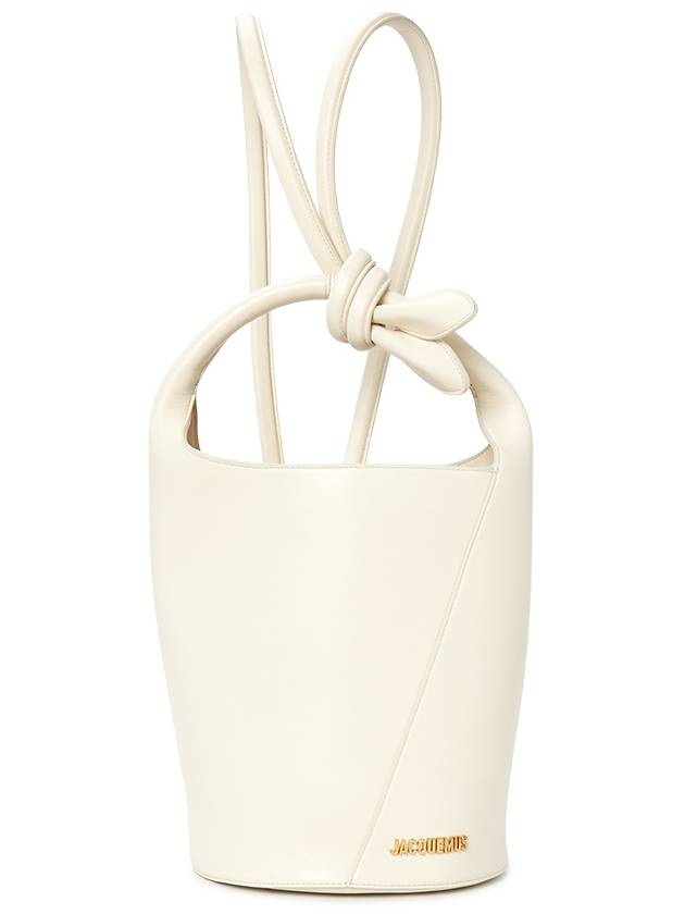 Le Petit Tourni Mini Knotted Leather Bucket Bag Ivory - JACQUEMUS - BALAAN 9