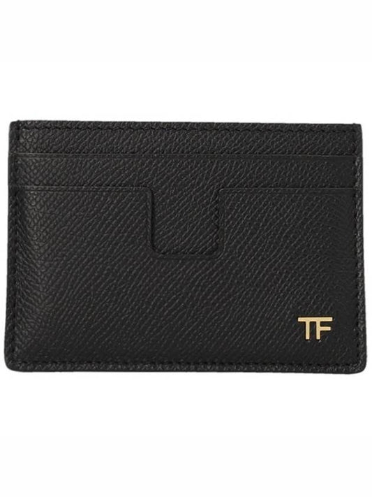 TF Logo Leather Card Wallet Black - TOM FORD - BALAAN 2