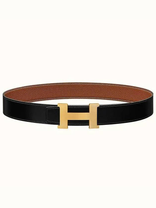 Constance Gold Hardware Buckle Reversible Leather Belt Black - HERMES - BALAAN 2
