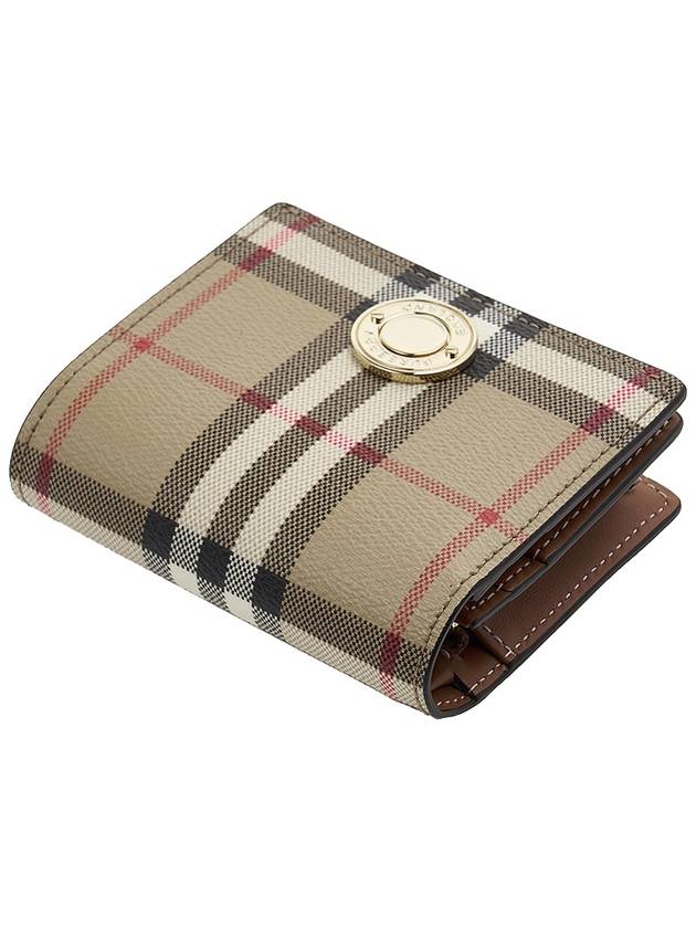 Engraved Logo Check Half Wallet Archive Beige - BURBERRY - BALAAN 5