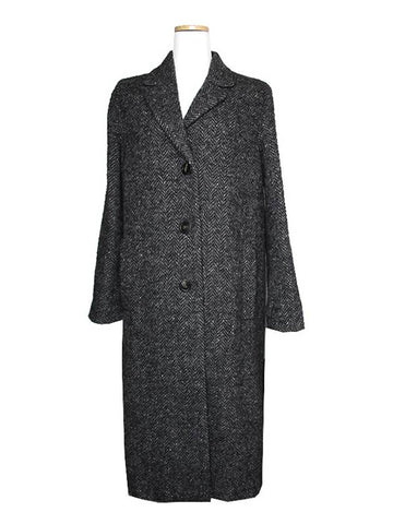 Charcoal gray herringbone long coat 55 - MAX MARA - BALAAN 1