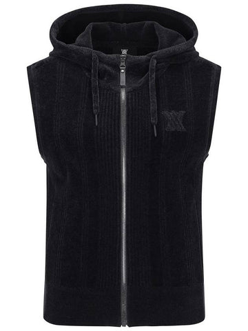 Official W CHANILLE KNIT HOOD VT BK - ANEWGOLF - BALAAN 1