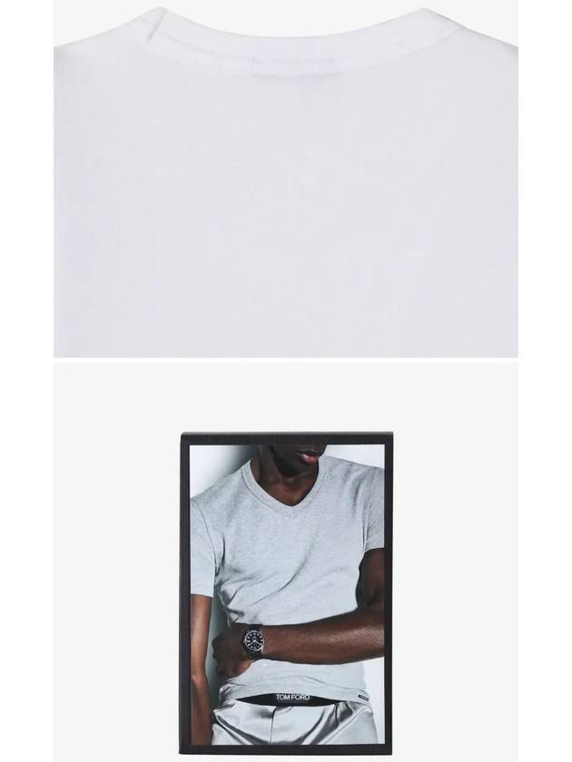 Cotton V-neck Short Sleeve T-Shirt White - TOM FORD - BALAAN 4