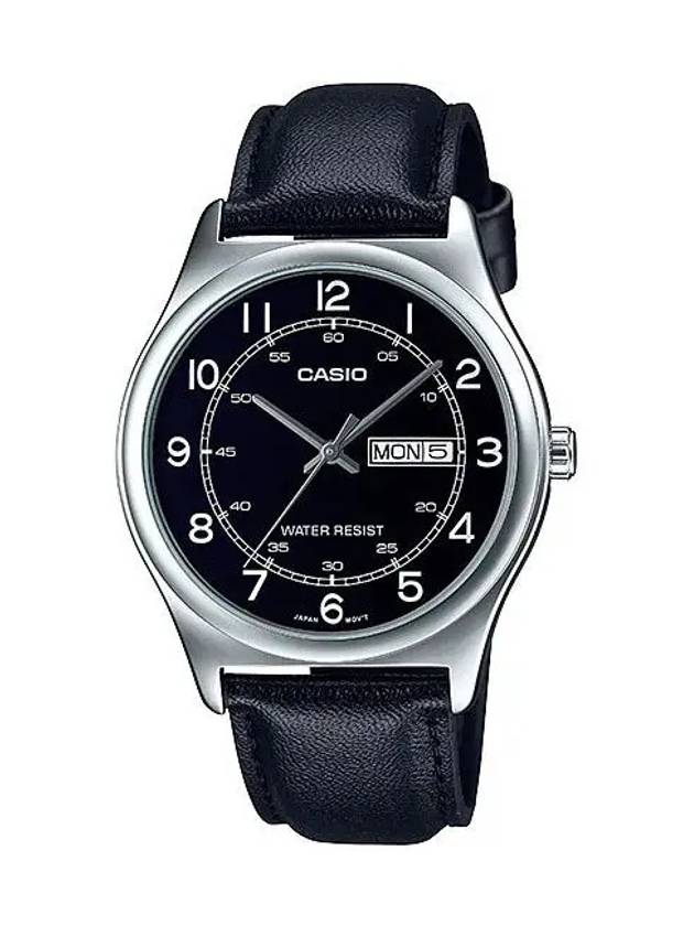 Men s Leather Wrist Watch MTP V006L 1B2 - CASIO - BALAAN 2