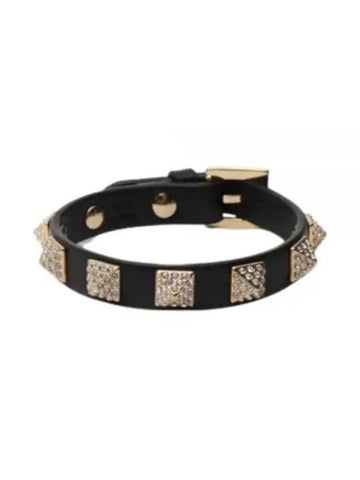 Rockstud Calf Leather Bracelet Black - VALENTINO - BALAAN 1