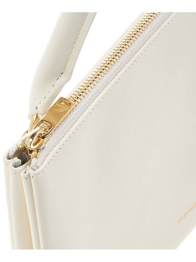 Embossed Logo Zipper Calfskin Leather Shoulder Bag White - JIL SANDER - BALAAN 10