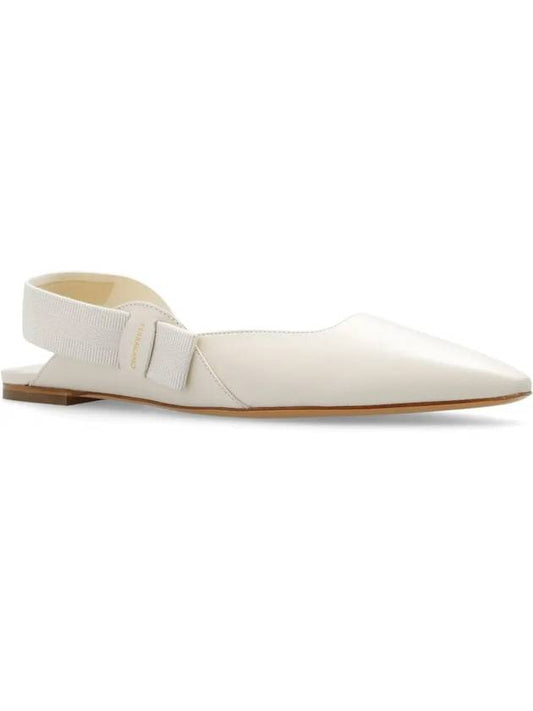 Vania Bow Slingback Flat Shoes Ivory 0763421 - SALVATORE FERRAGAMO - BALAAN 2