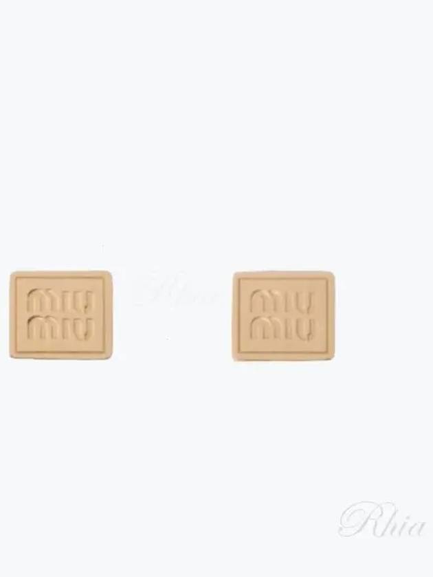 Logo Square Metal Earrings Gold - MIU MIU - BALAAN 2