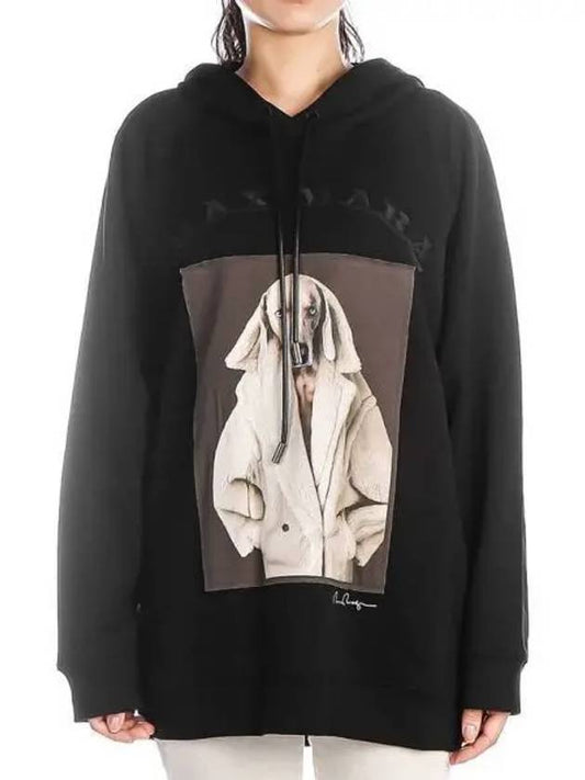 Lillo Graphic Print Cotton Hoodie Black - MAX MARA - BALAAN 2