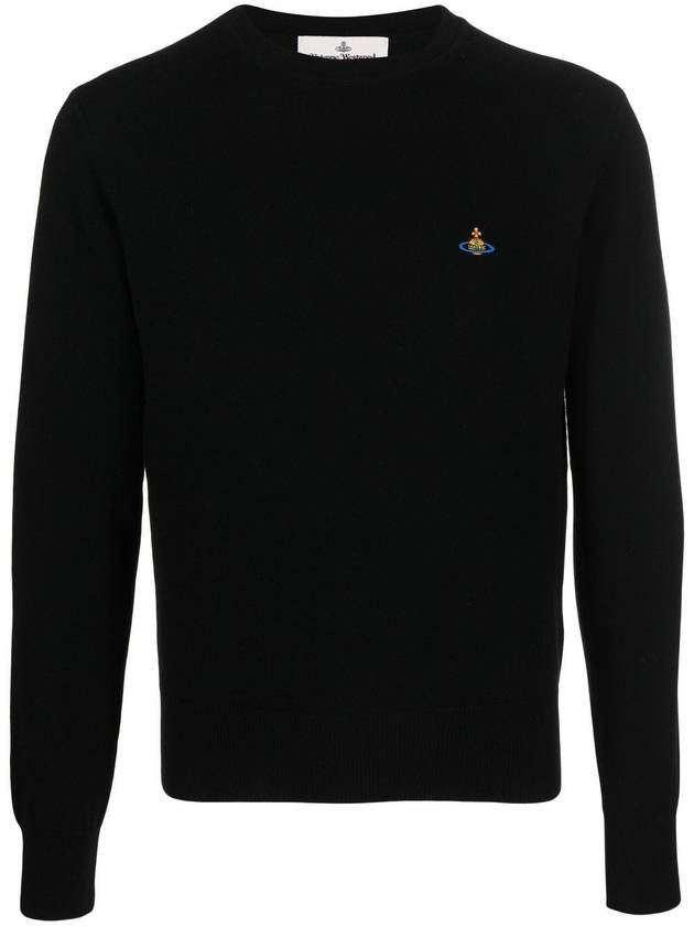 Logo Crew Neck Wool Knit Top Black - VIVIENNE WESTWOOD - BALAAN 2