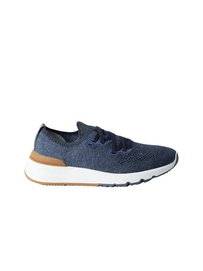 Stretch Knit Low Top Sneakers Blue - BRUNELLO CUCINELLI - BALAAN 2