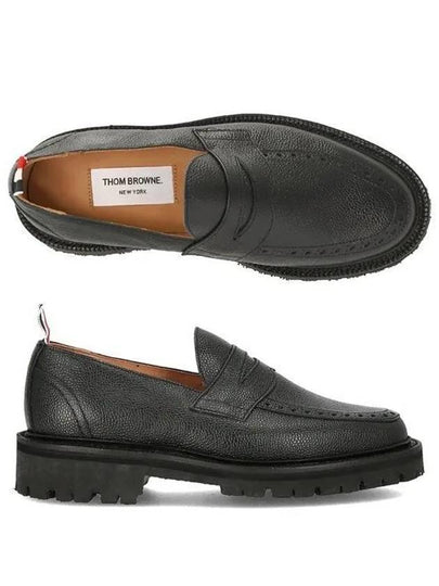 Men's Commando Pebble Leather Rubber Loafers Black - THOM BROWNE - BALAAN 2