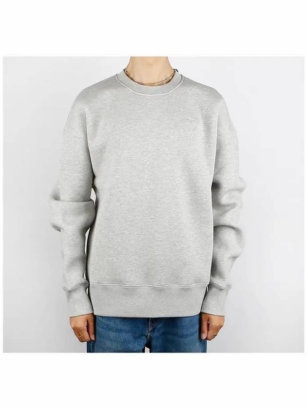 Logo Detail Crew Neck Cotton Sweatshirt Heather Ash Grey - AMI - BALAAN 3