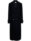 Double Breasted Wool Over Long Double Coat Navy - CHLOE - BALAAN 2