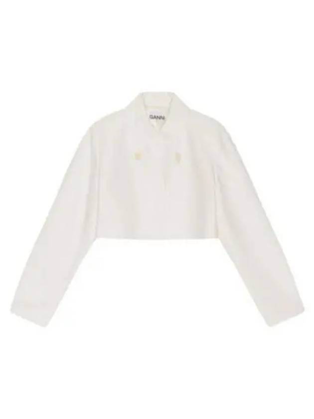 Slub Crop Jacket White - GANNI - BALAAN 2