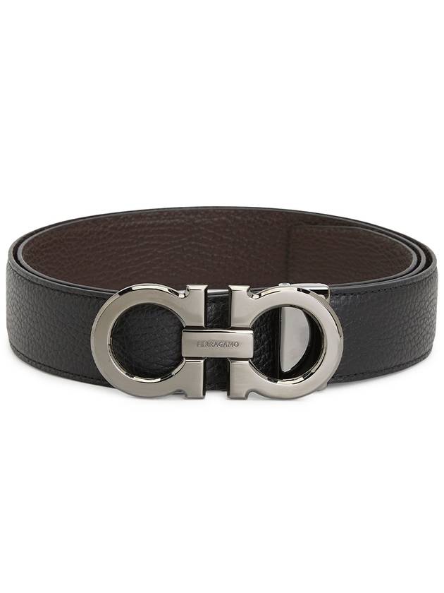 Reversible Gancini Leather Belt Dark Brown Black - SALVATORE FERRAGAMO - BALAAN 2