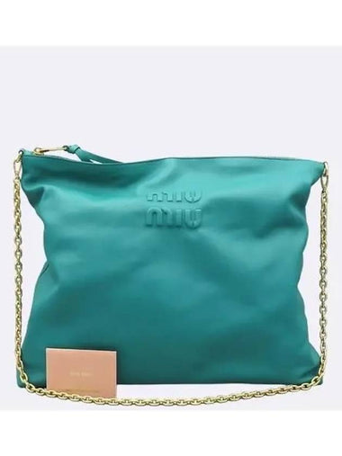 5BC114 Peacock Blue Leather Chain Shoulder Bag - MIU MIU - BALAAN 1