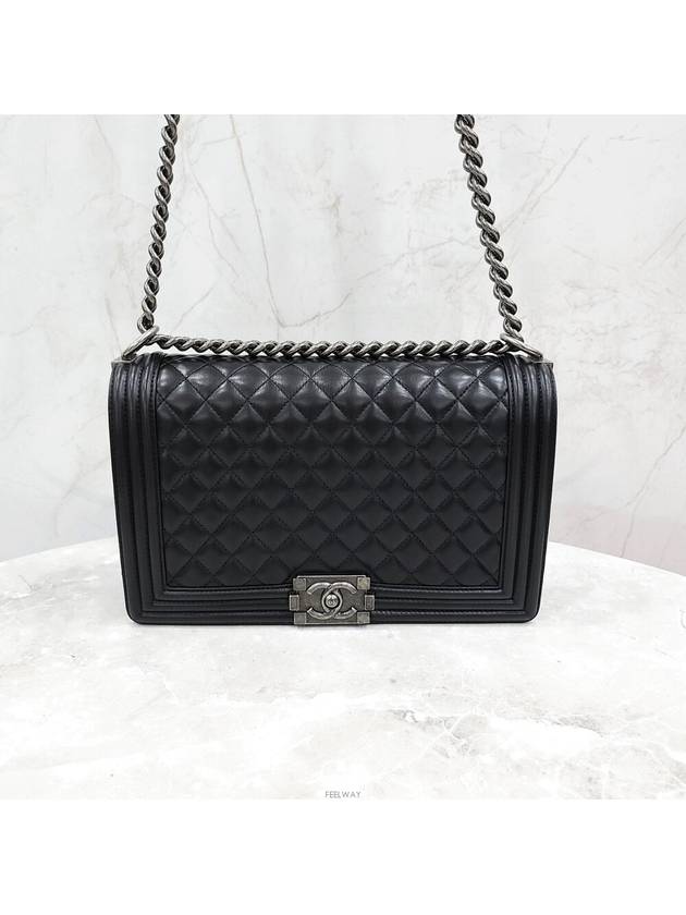 Lux You Boy calfskin silver large flap bag 24th unit A92193 - CHANEL - BALAAN 1