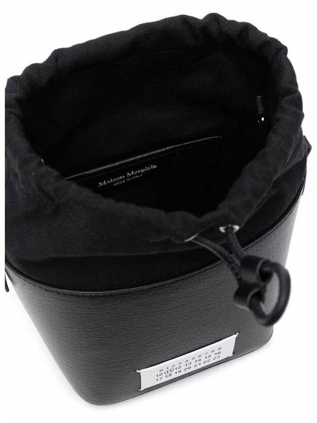 5AC Number Logo Texture Leather Bucket Bag Black - MAISON MARGIELA - BALAAN 4