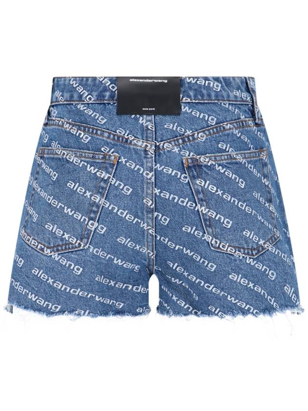 Byte Logo Monogram Denim Shorts Blue - ALEXANDER WANG - BALAAN 3