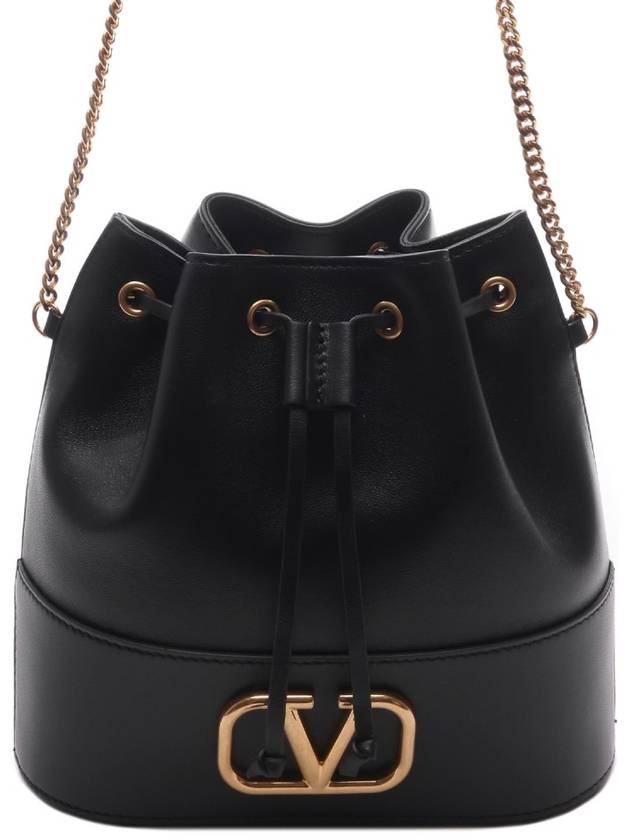 V Logo Signature Small Bucket Bag Black - VALENTINO - BALAAN 3