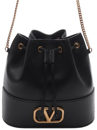 V Logo Signature Small Bucket Bag Black - VALENTINO - BALAAN 2