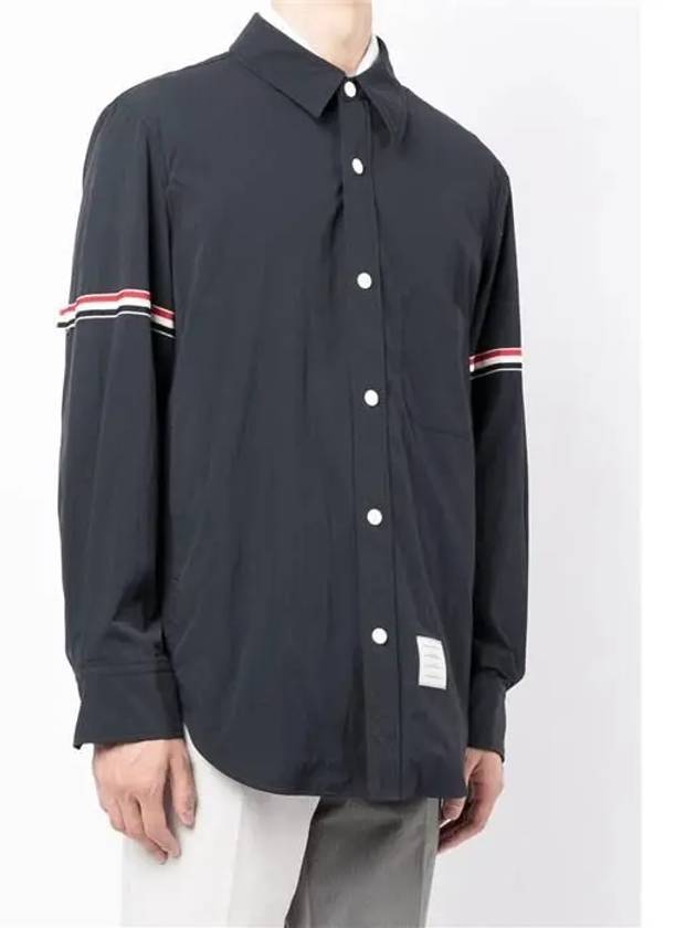 Three Stripes Armband Nylon Long Sleeve Shirt Navy - THOM BROWNE - BALAAN 4